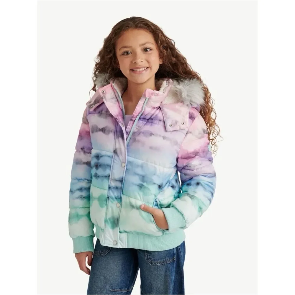 Girls Justice Matte Puffer Bomber Coat Size XS